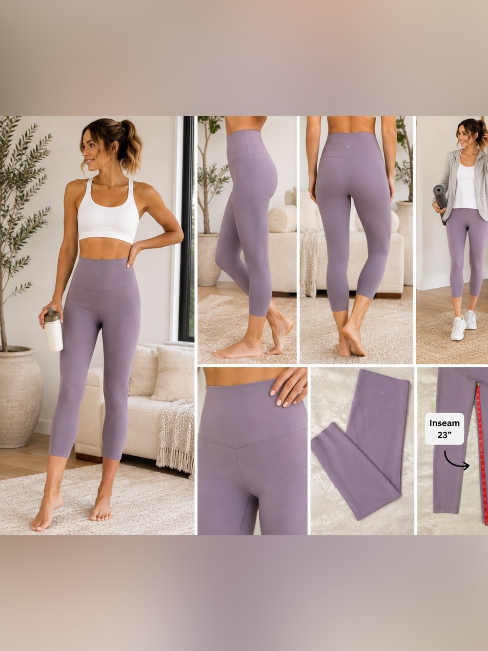 lululemon Align High-Rise Crop 23” Leggings Lavender Purple Size 10